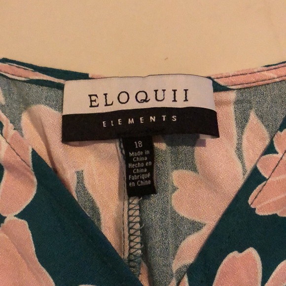 Eloquii green / pink floral print full jumper with waist tie. Like new!! - Picture 4 of 8